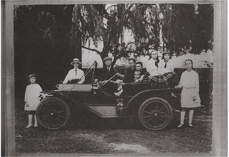 James and Elizabeth Gibson and family in car in Casino in 1915